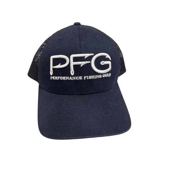 Columbia PFG Fishing Mesh Ball Cap Hat Performance Gear Snapback Navy Blue - Picture 15 of 16